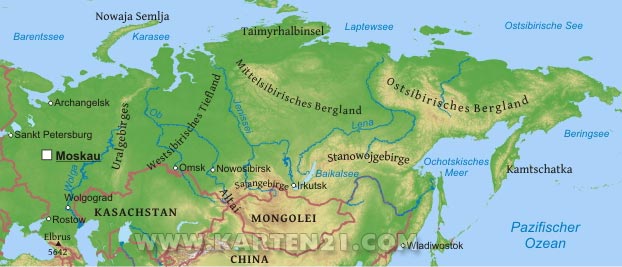 Russland Fluss Karte